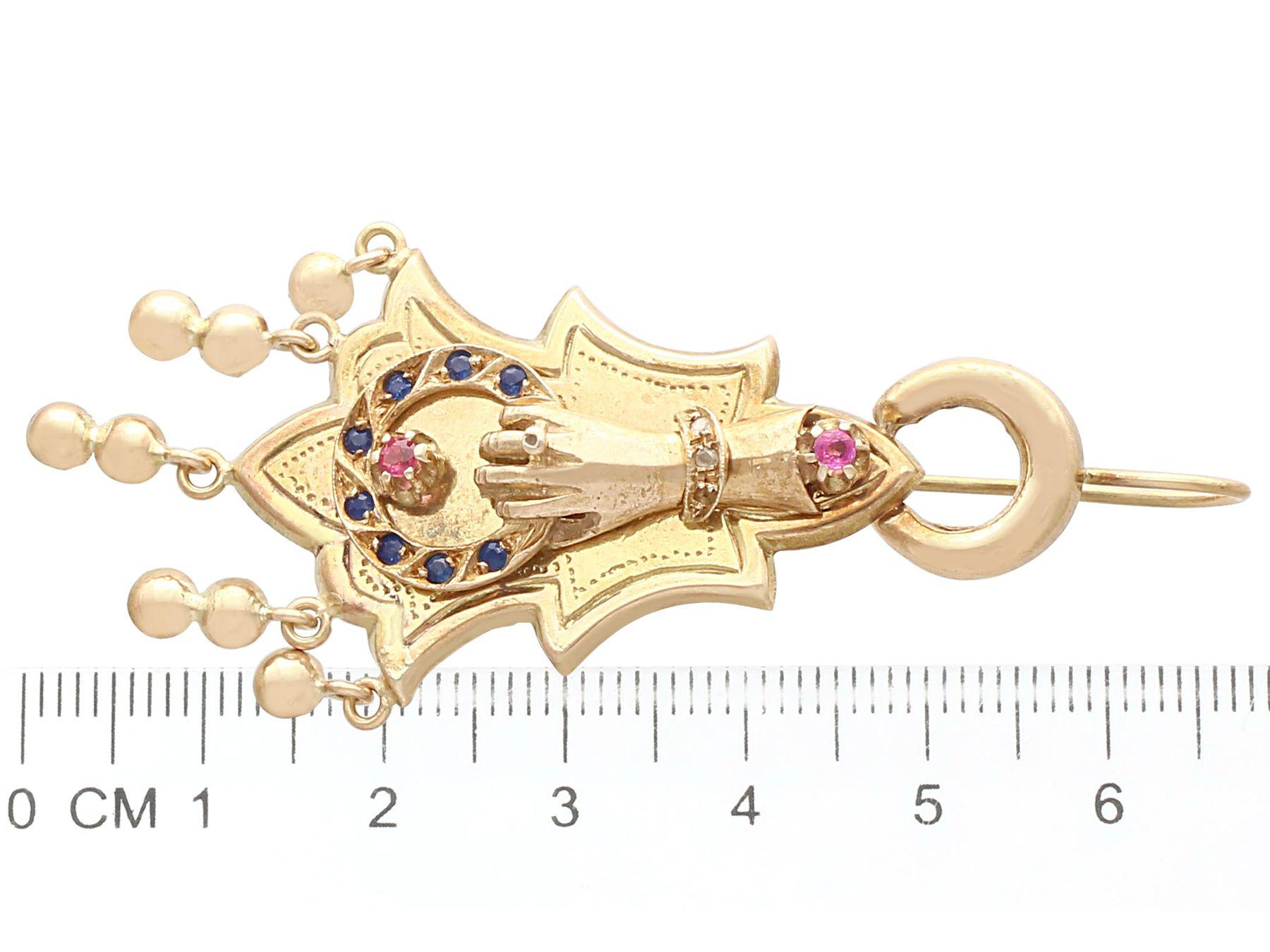 Antike Saphir- und Rubin-Ohrringe aus Gelbgold, um 1880 im Angebot 1