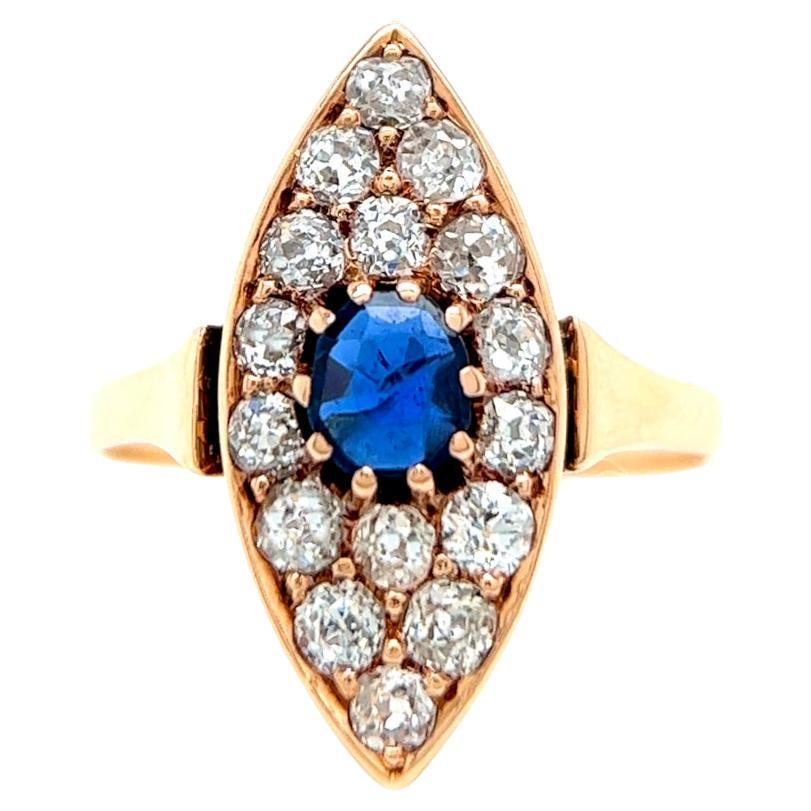 Victorian Pearl Rose Cut Diamond Ring Marquise 14 Karat Gold Antique ...