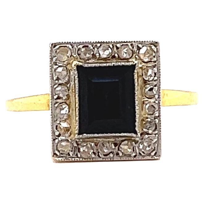 Antiker antiker 1,50 Karat Saphir-Diamant-Ring aus 18 Karat Gold