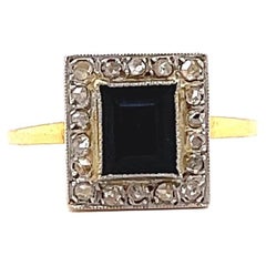 Antique 1.50 Carat Sapphire Diamond 18 Karat Gold Ring