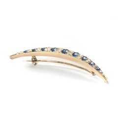 Antique Sapphire, Diamond and Gold Crescent Brooch, Circa 1890