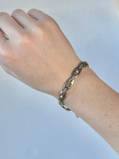 Bracciale antico in oro 14 carati con zaffiri, diamanti e perle