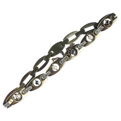 Antikes 14 Karat Goldarmband mit Saphiren, Diamanten und Perlen