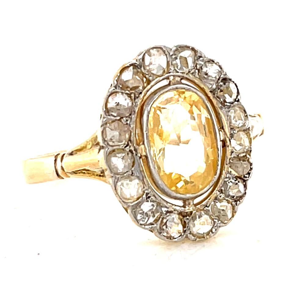 Victorian Antique Sapphire Diamond Cluster Ring