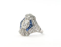 Antique Sapphire & Diamond Cocktail Ring in Platinum