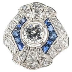 Antique Sapphire & Diamond Cocktail Ring in Platinum