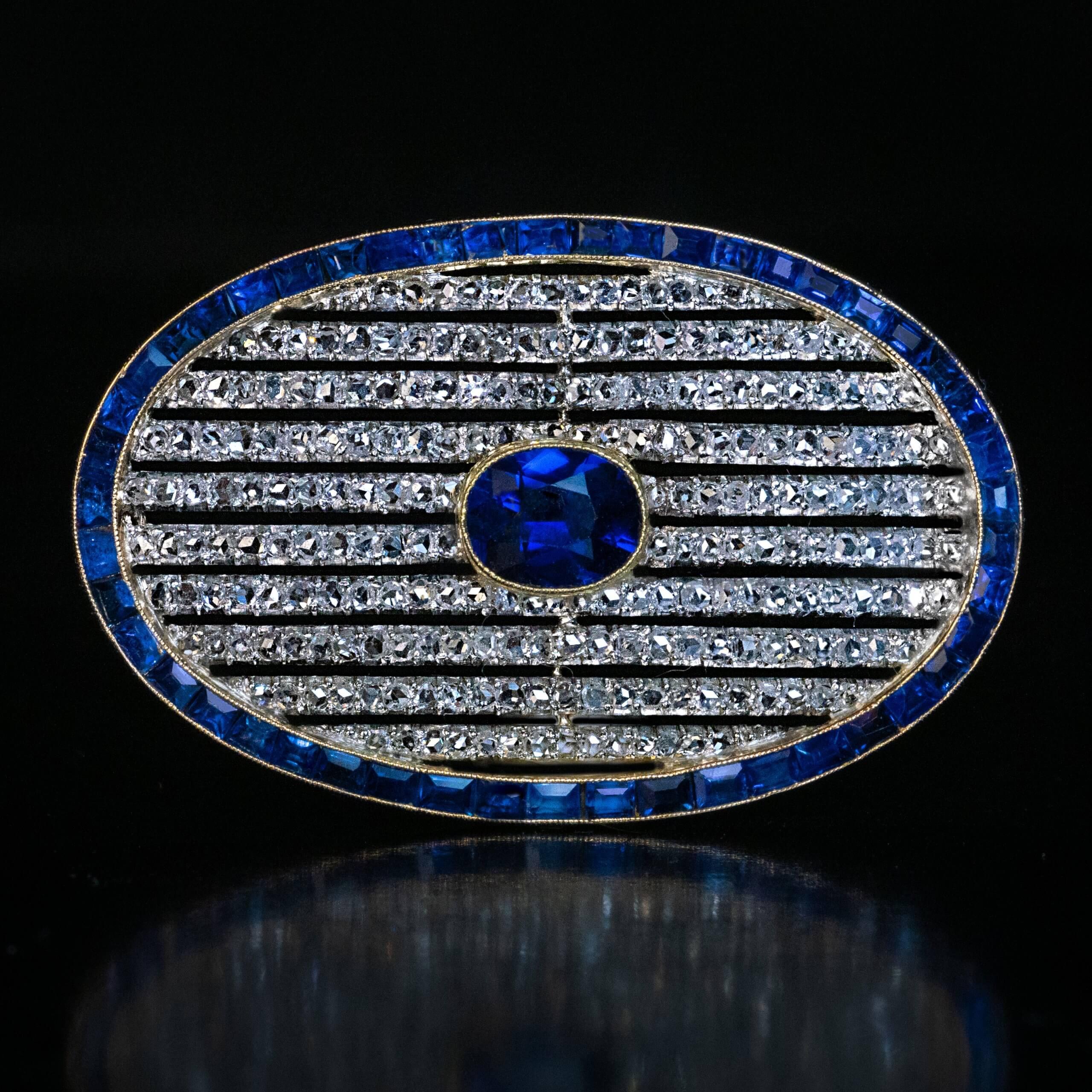 Rose Cut Antique Sapphire Diamond Convertible Brooch  Pendant 1910s For Sale