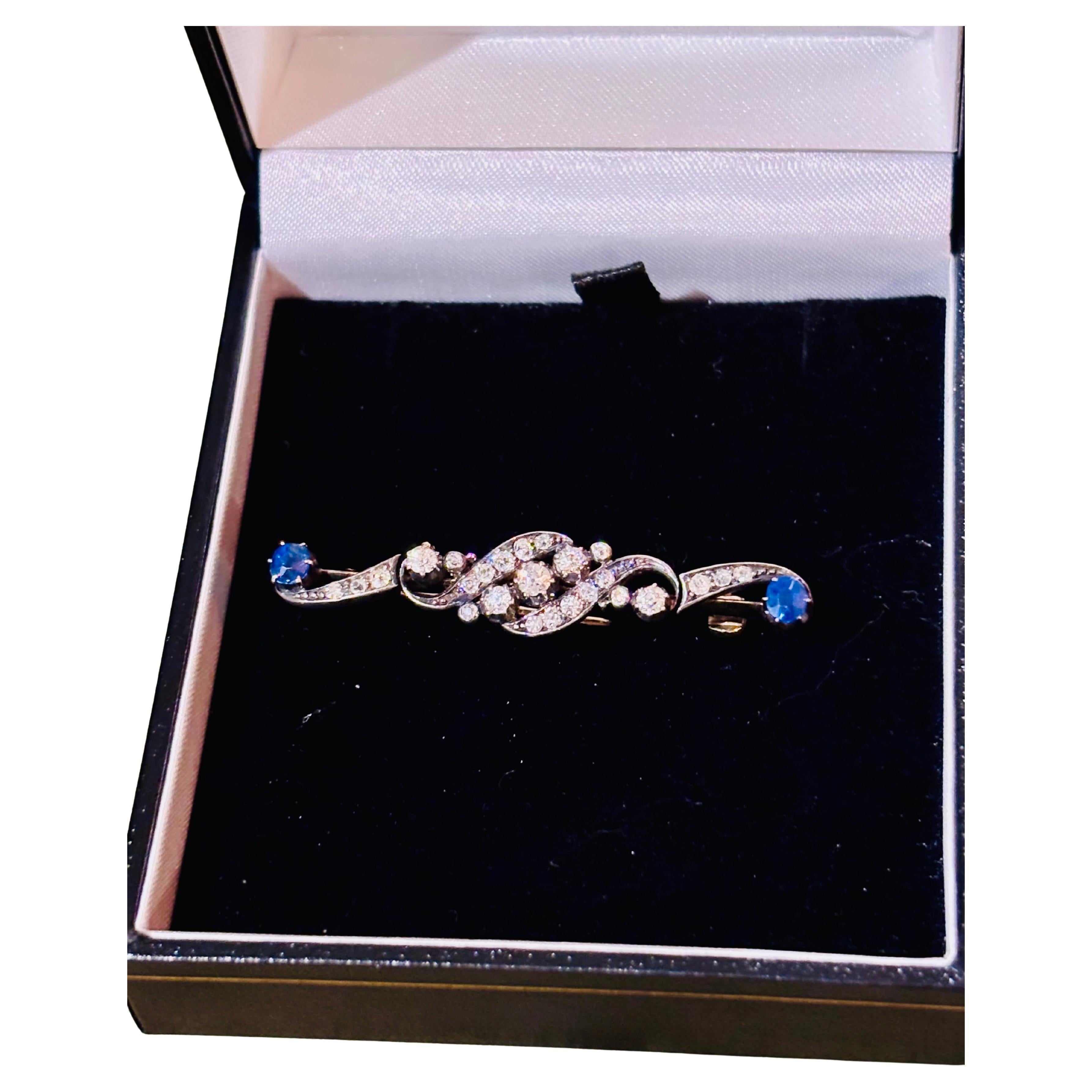 Broche ancienne en SAPPHIRE et DIAMANT de l
époque édouardienne