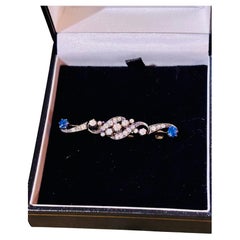 ANTIQUE SAPPHIRE 
DIAMOND Edwardian Brooch