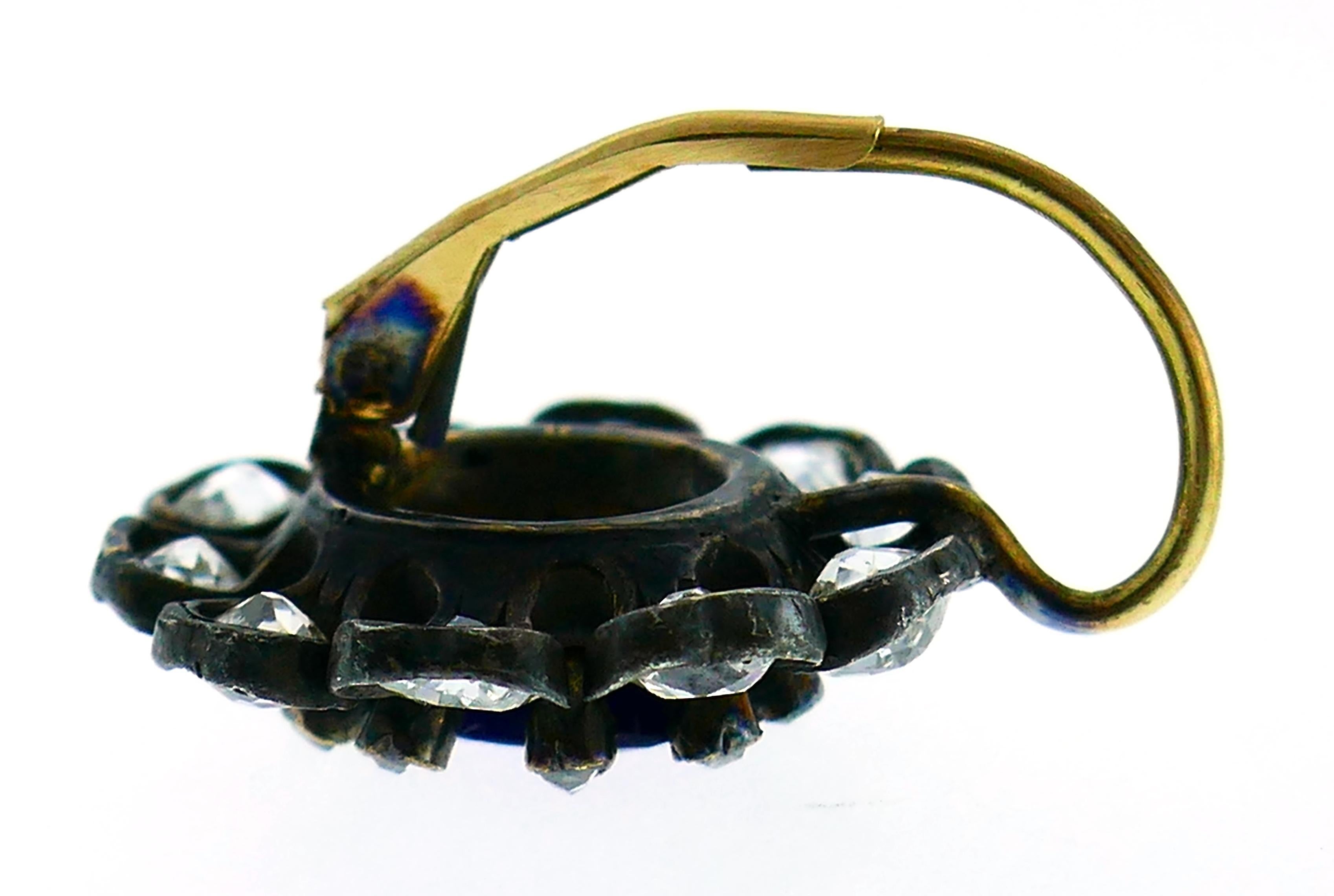 Women's Antique Sapphire Diamond Gold Cluster Earrings
