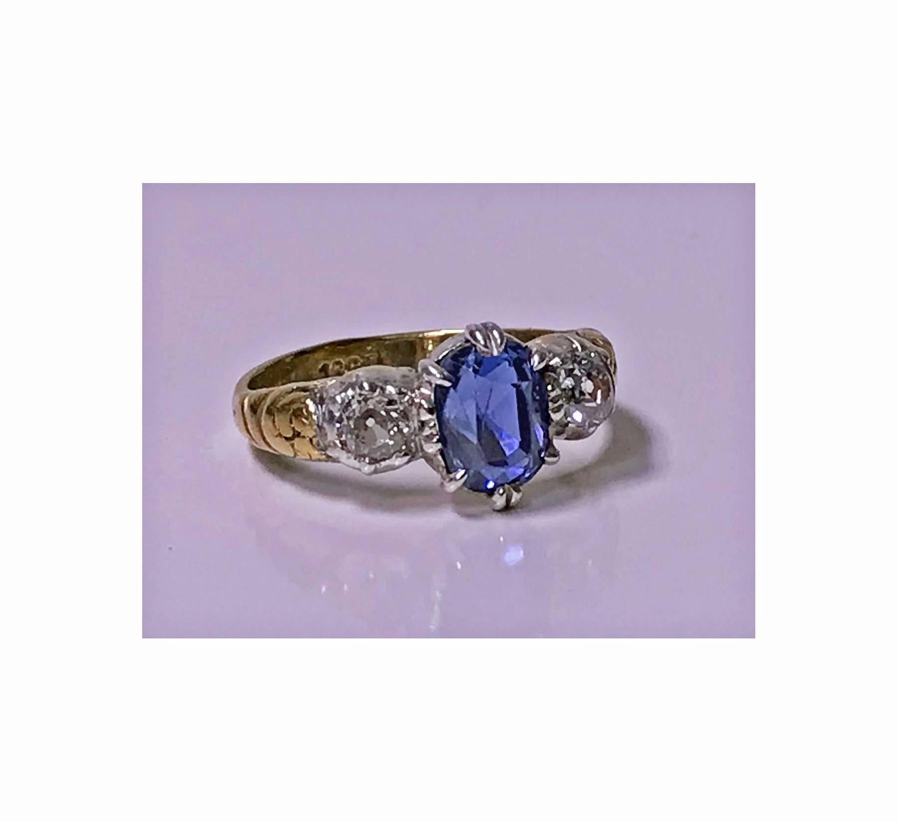 Antique Sapphire Diamond Gold Ring 4