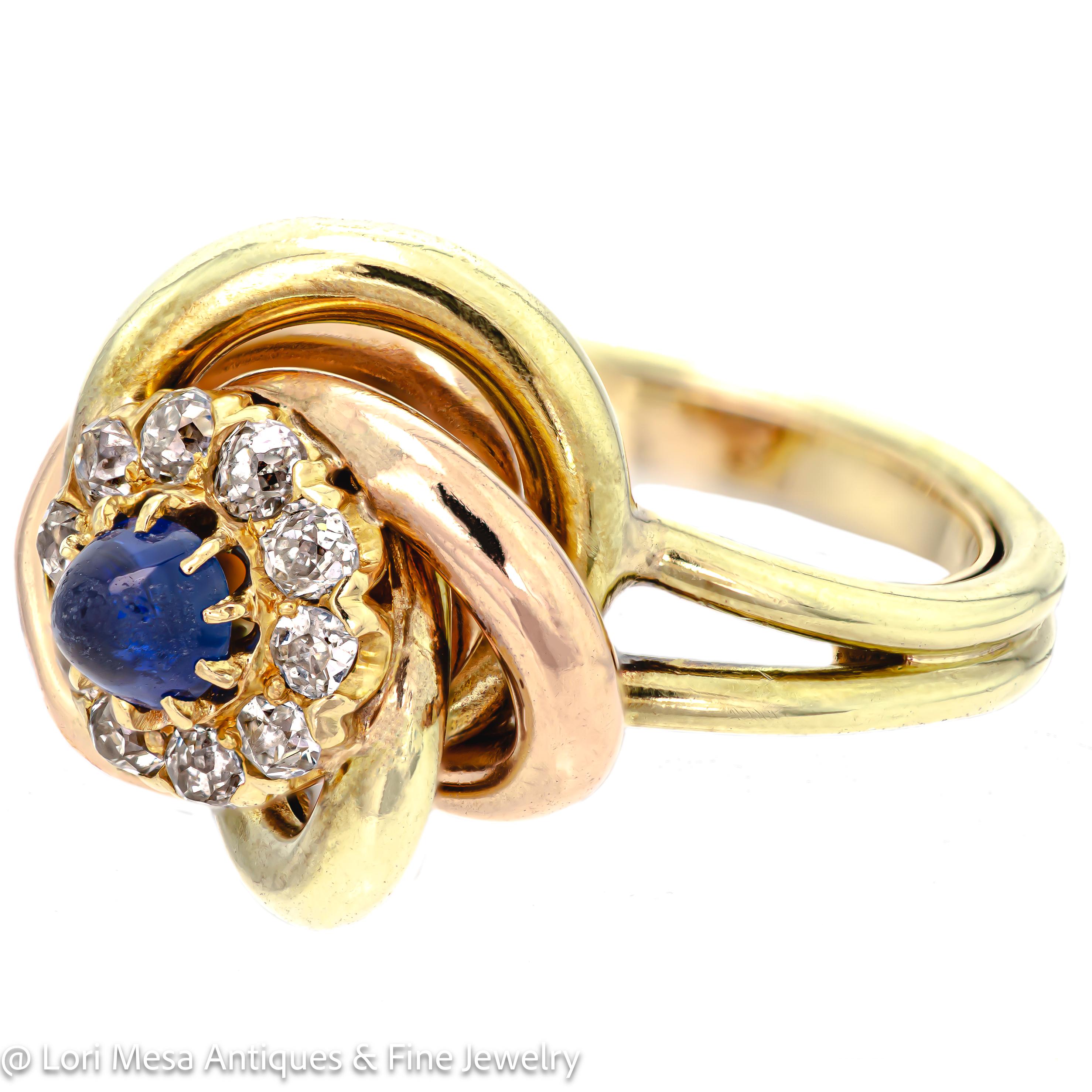 For Sale:  Antique Sapphire, Diamond Lovers Knot Ring 3