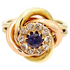 Anillo Antiguo Zafiro, Diamante Nudo de Enamorados