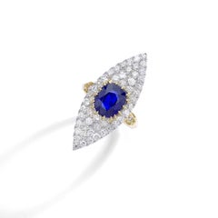 Antique Sapphire Diamond Platinum Gold Ring