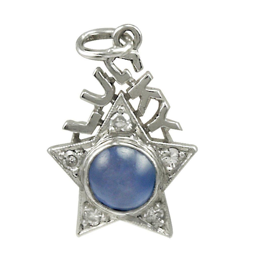 Women's Antique Sapphire Diamond Platinum Lucky Star Charm