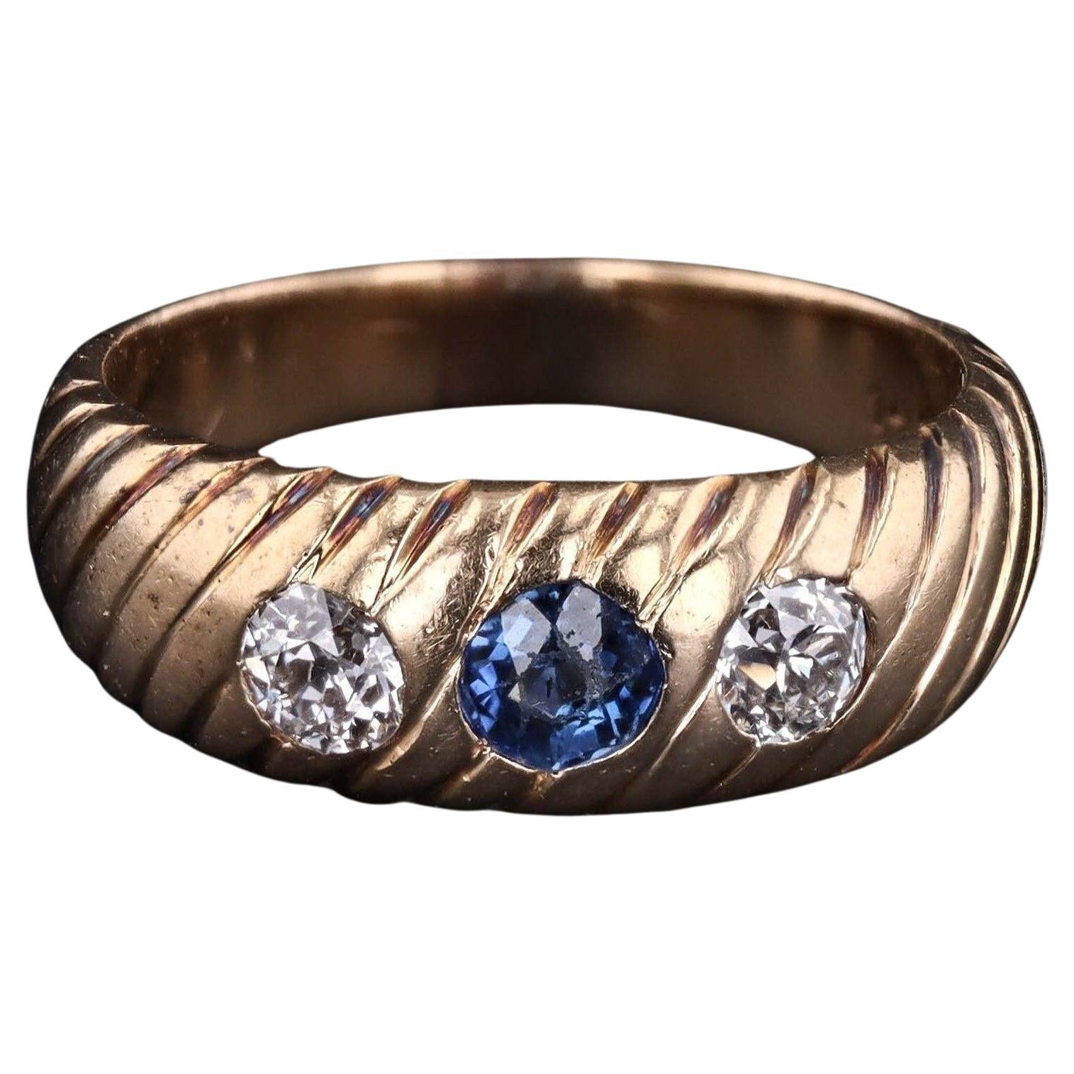 Antique Sapphire & Diamond Ring of 14k Gold