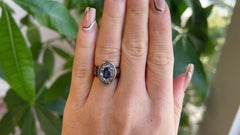 Antique 1.25 Carat Sapphire Diamond 14 Karat Rose Gold Black Enamel Ring