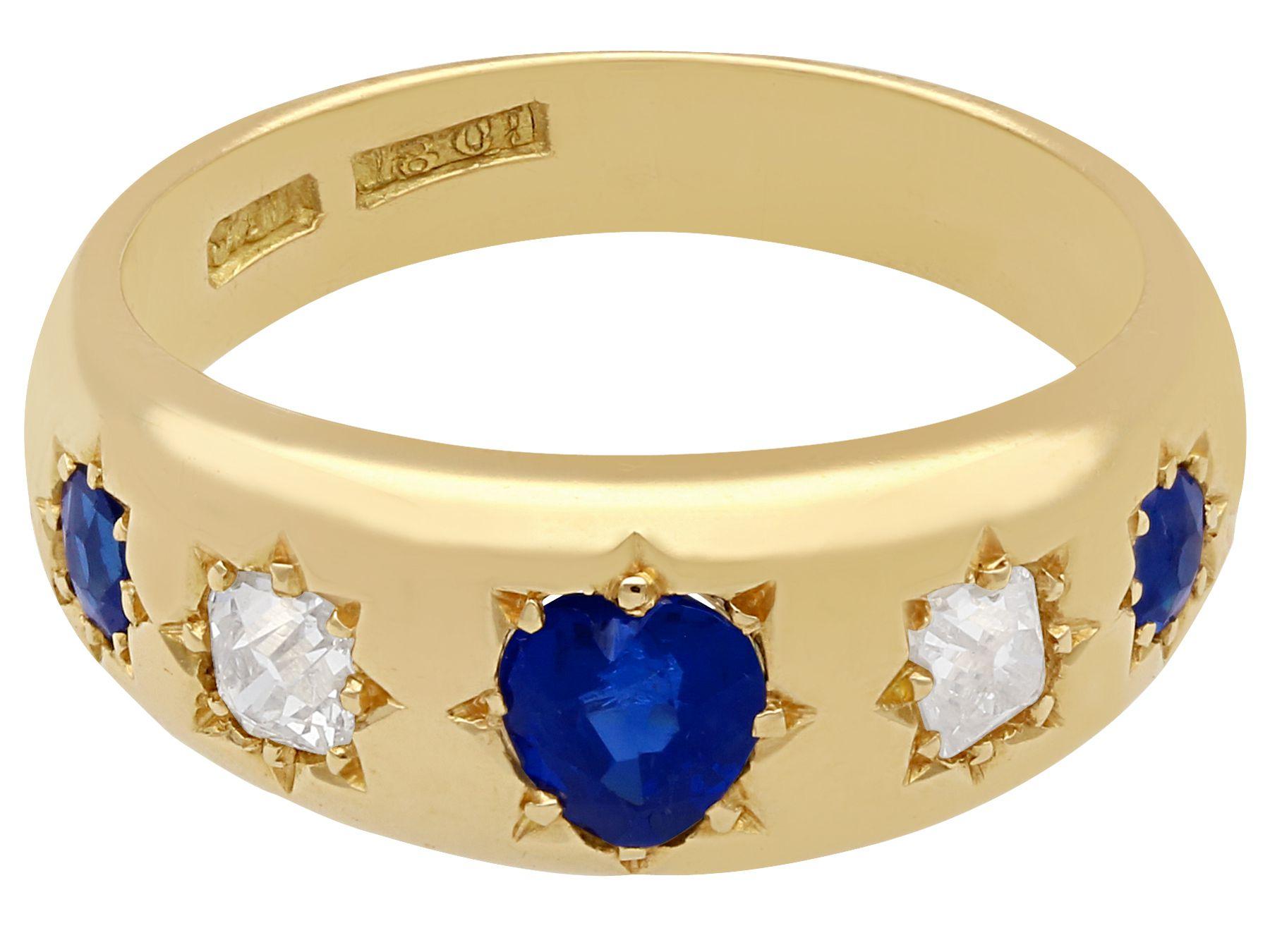 Victorian Antique Sapphire and Diamond Yellow Gold Cocktail Ring