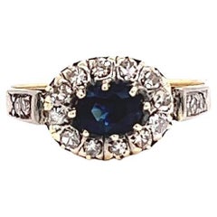 Antique Sapphire Diamond Yellow Gold Ring