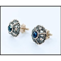 Antique Sapphire Earrings in 18k Yellow Gold