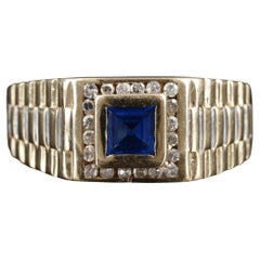 Antique Sapphire Engagement Ring, Natural Sapphire Wedding Ring