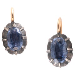Antique Sapphire Gold And Silver Drop Earrings