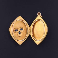 Antique Sapphire Locket of 14k Gold