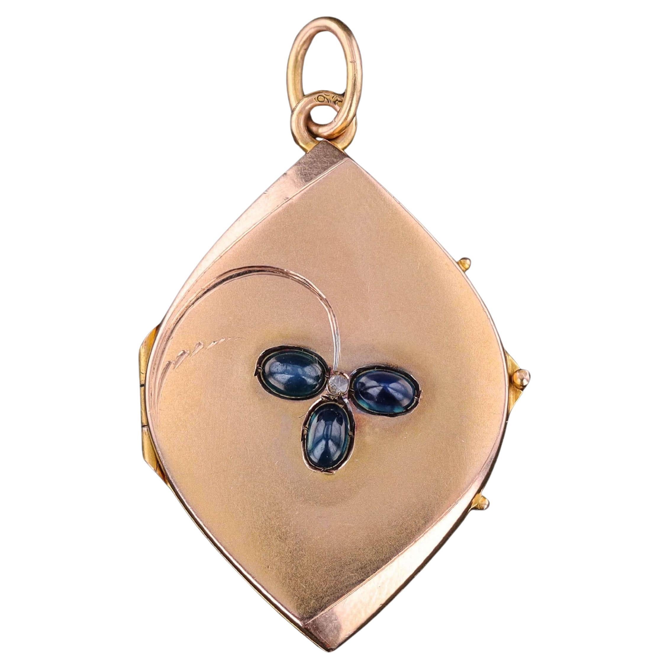 Antike Saphir Medaillon von 14k Gold im Angebot