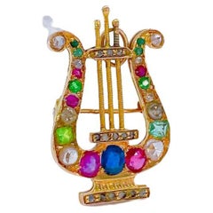 Antique sapphire Ruby Diamond Gold Brooch And Pendant