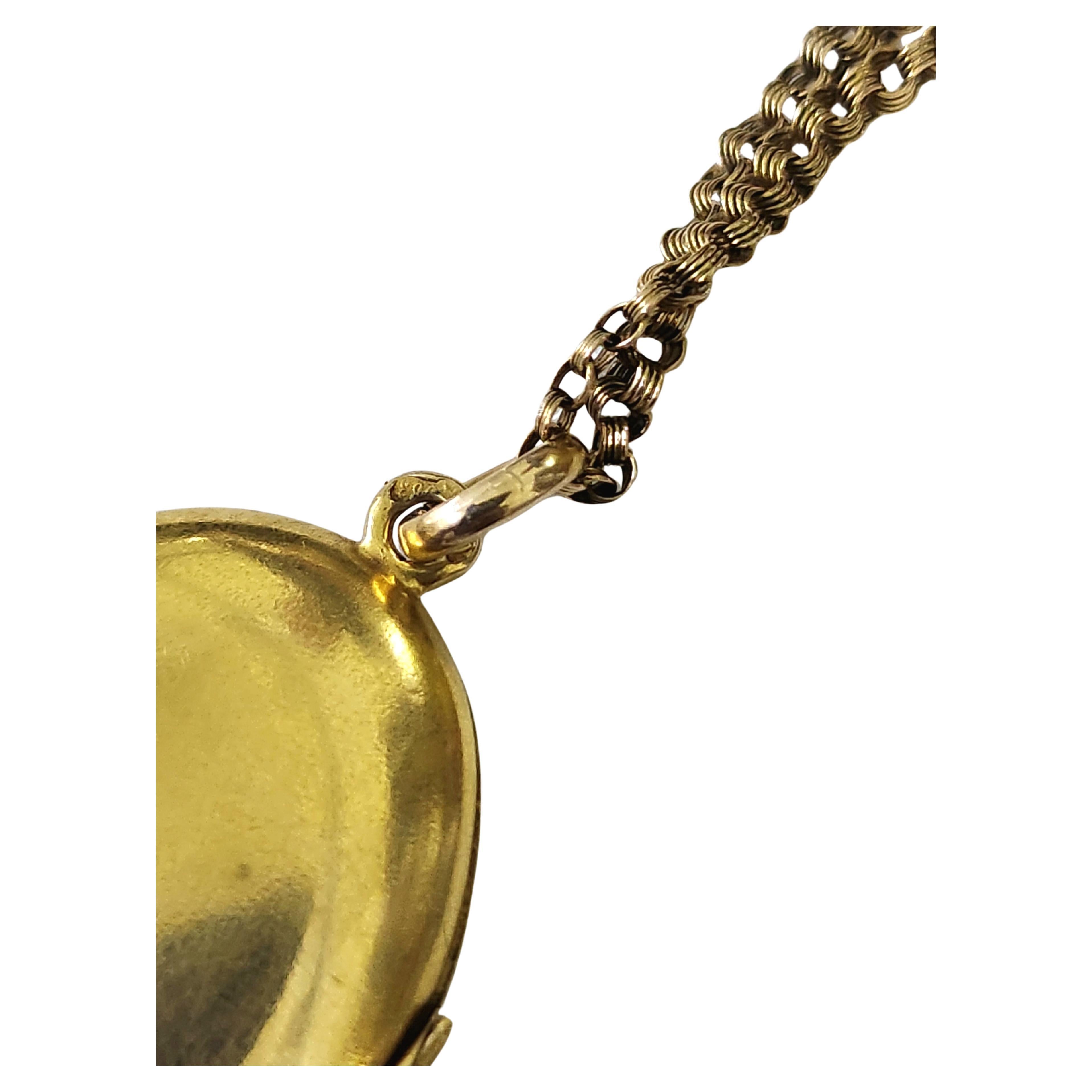 Antike 1899er kaiserlich-russischen Ära seltene 14k Gold Medaillon Anhänger decorted mit natürlichen blauen Saphiren Halle markiert 56 kaiserlich-russischen Gold-Standard mit einem orginal kaiserlich-russischen Goldkette enthalten 