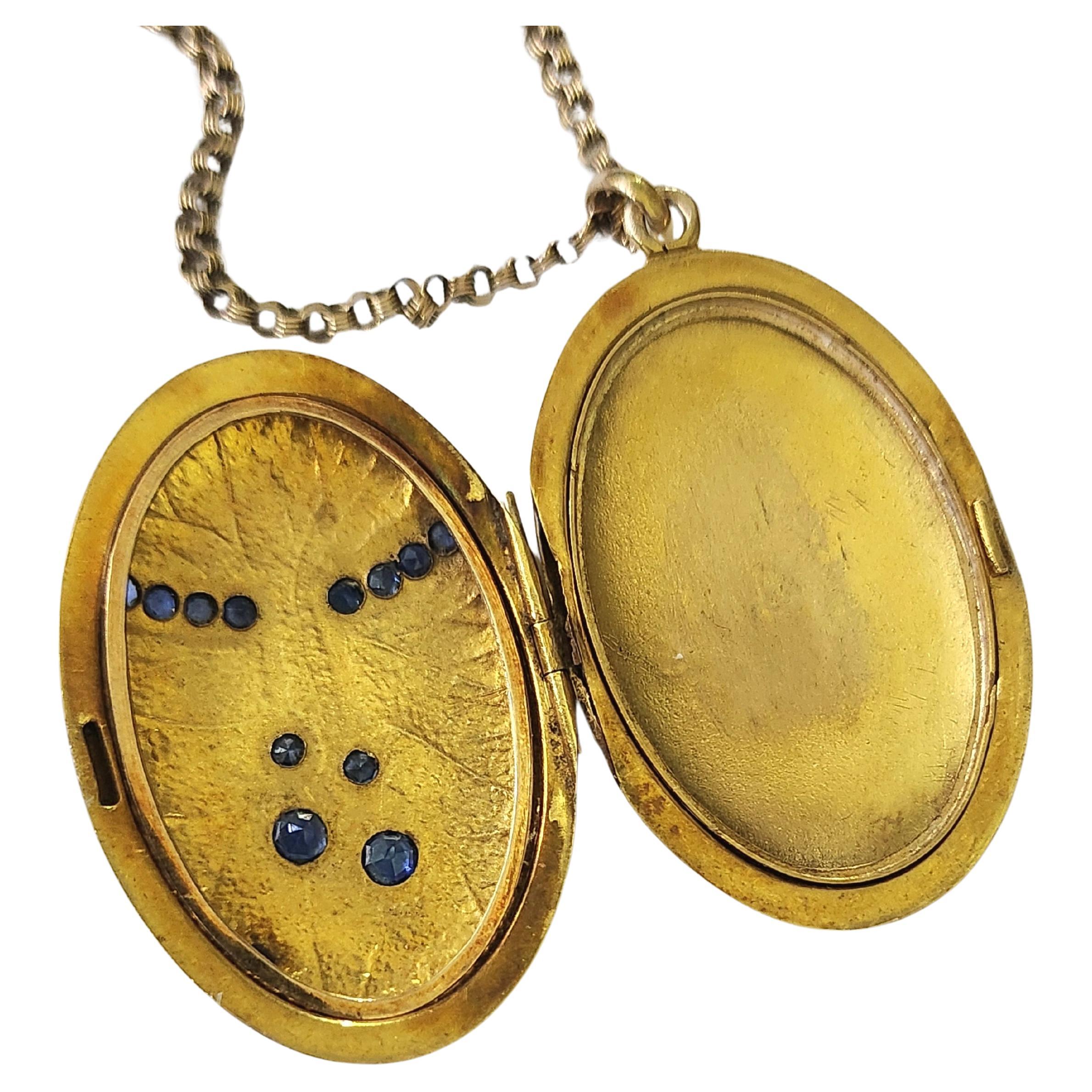 Antiker Saphir Russisches Gold Medaillon Anhänger für Damen oder Herren im Angebot