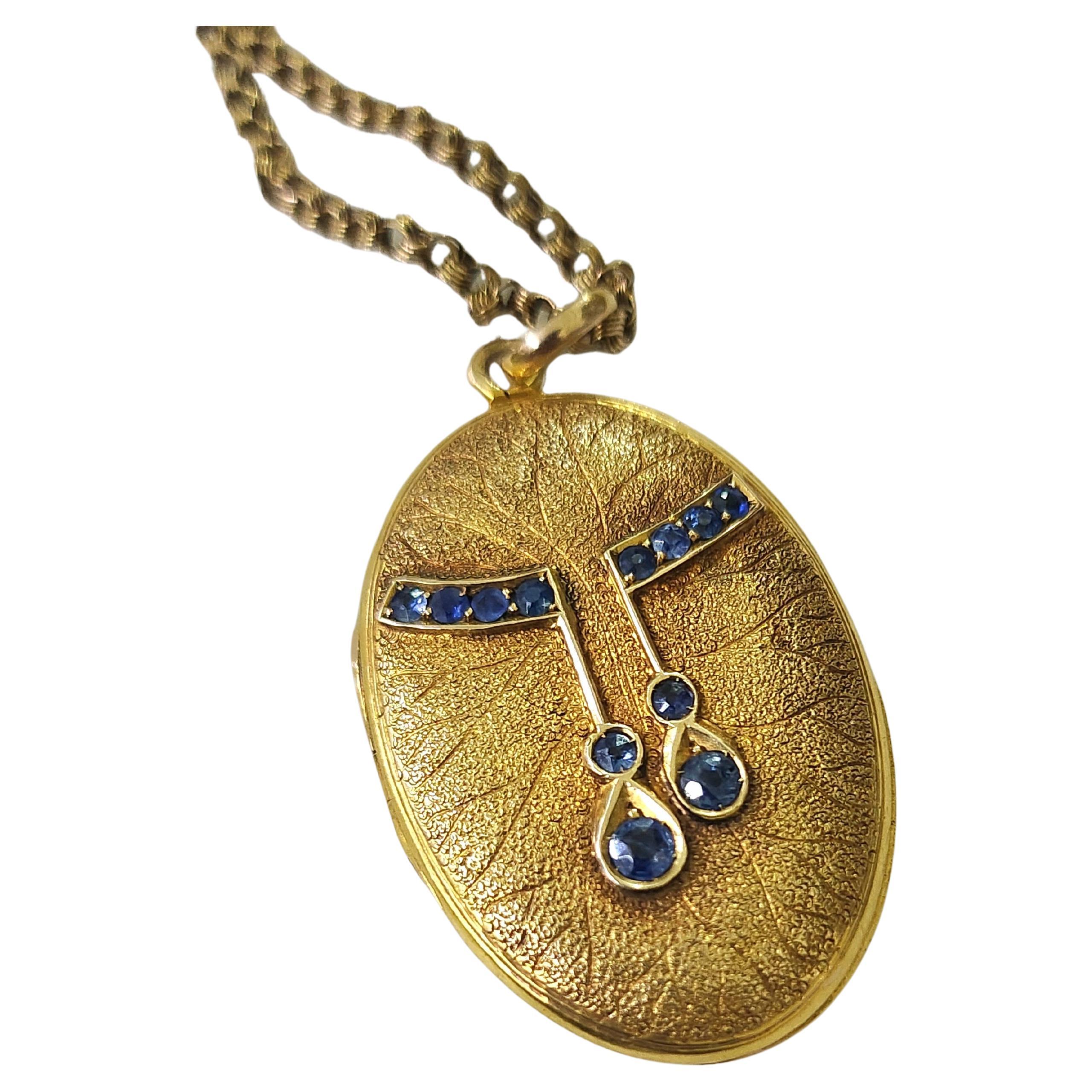 Antiker Saphir Russisches Gold Medaillon Anhänger