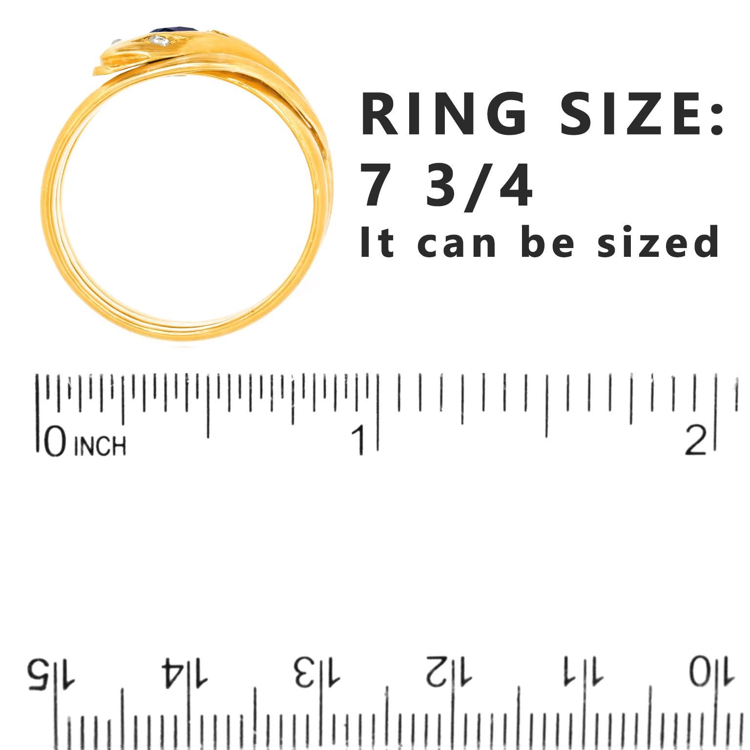Women's or Men's Antique Sapphire-set Snake Ring 18k c1872 England For Sale