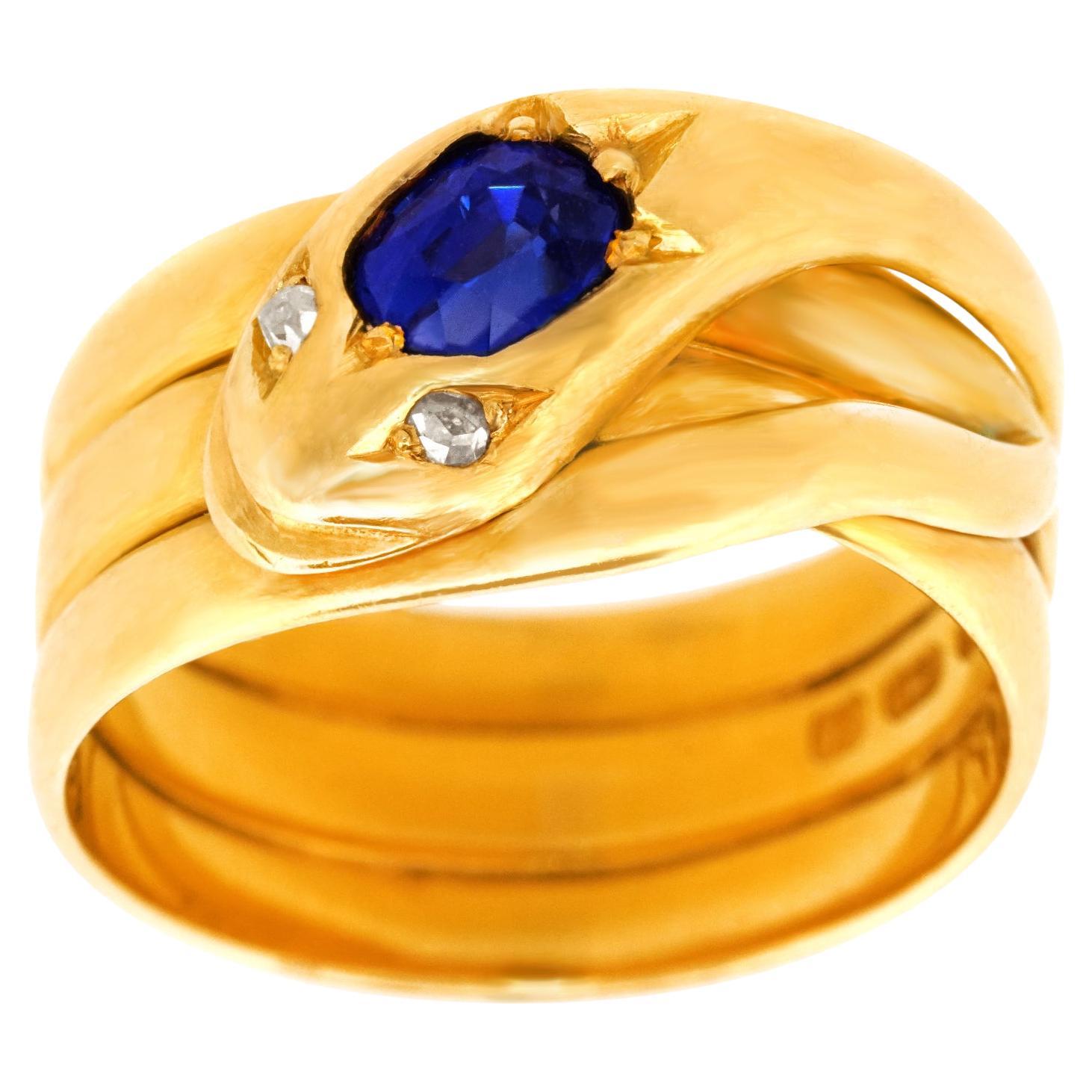 Antique Sapphire-set Snake Ring 18k c1872 England For Sale