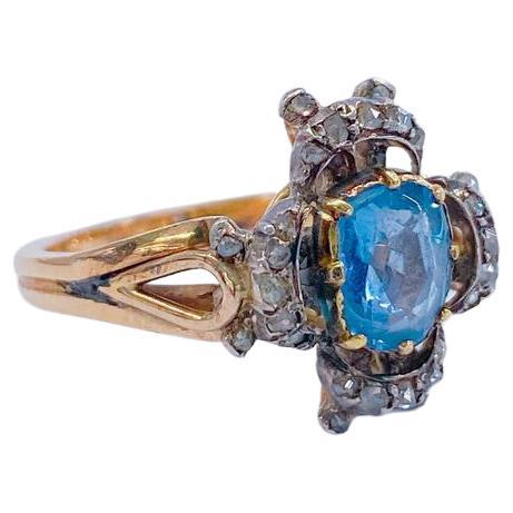 Antique Sapphire Solitare Gold Ring For Sale