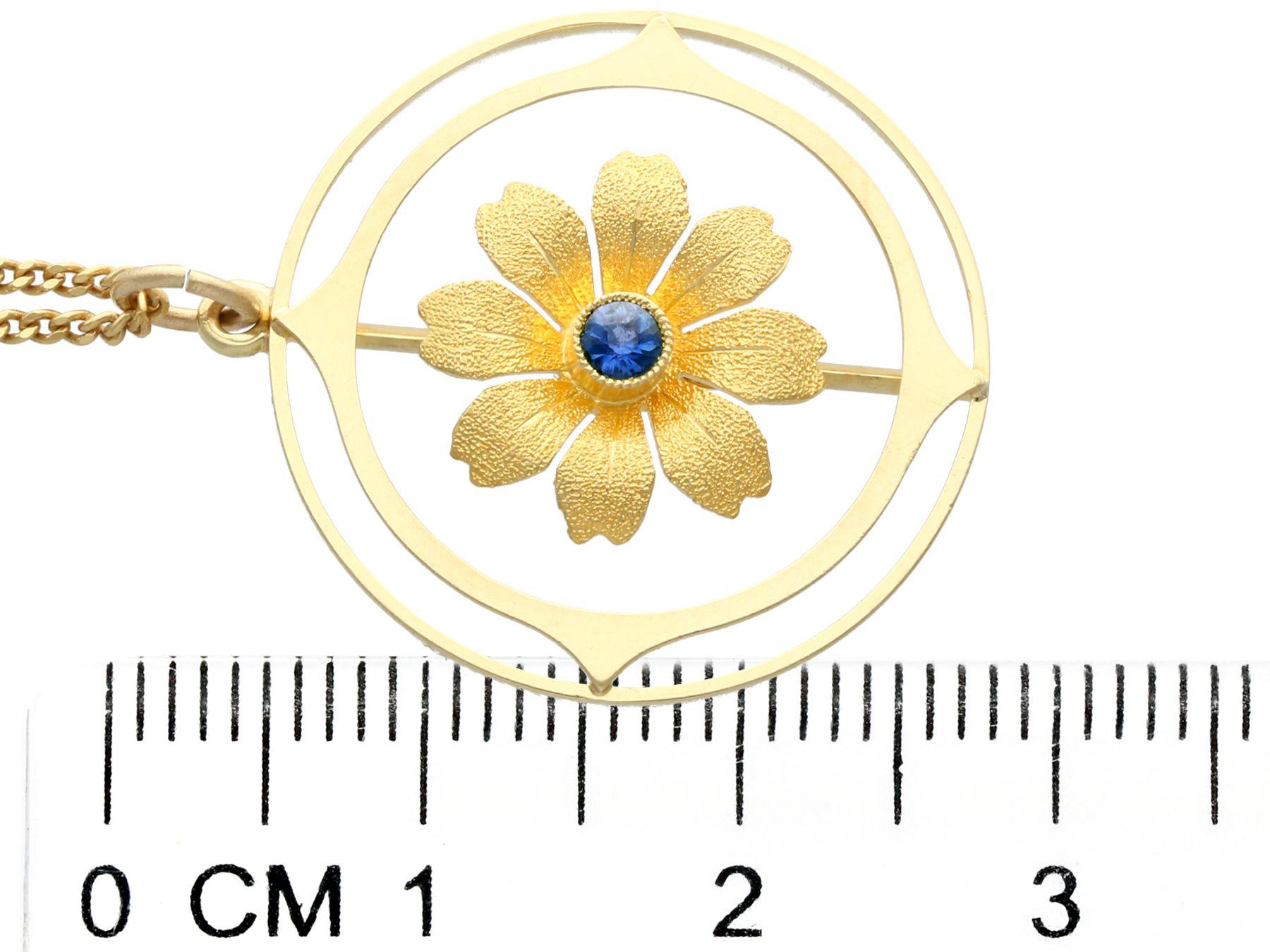 Antique Sapphire Yellow Gold Pendant For Sale 1