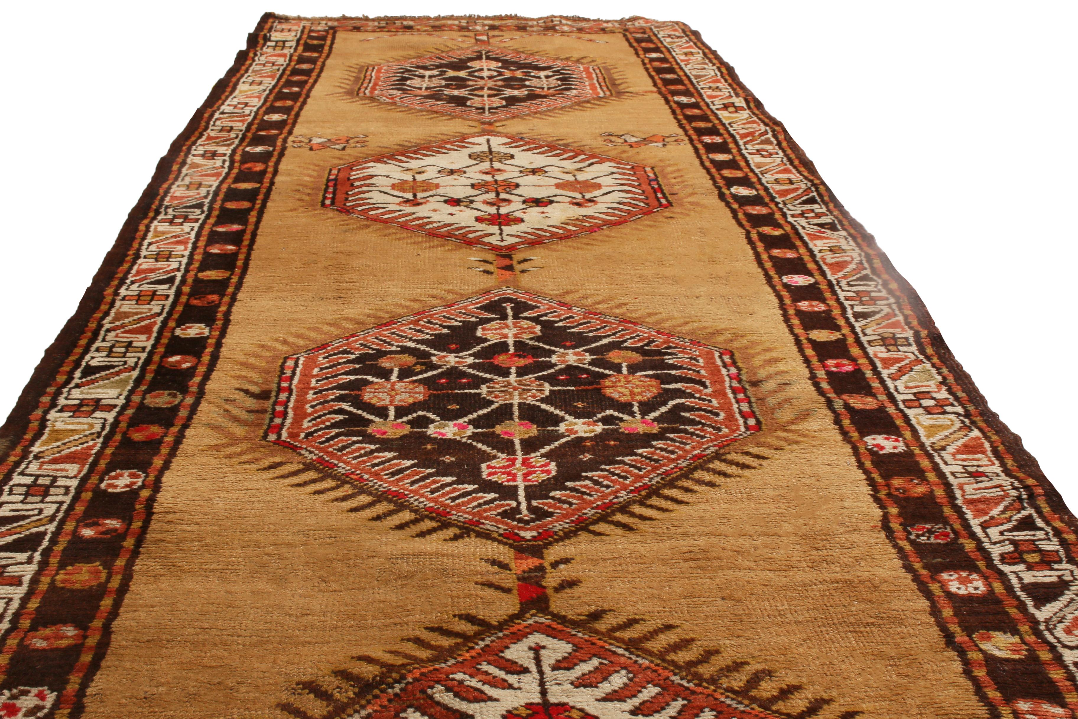 Hand-Knotted Antique Sarab Geometric Orange and Red Wool Persian Runner by Rug & Kilim For Sale