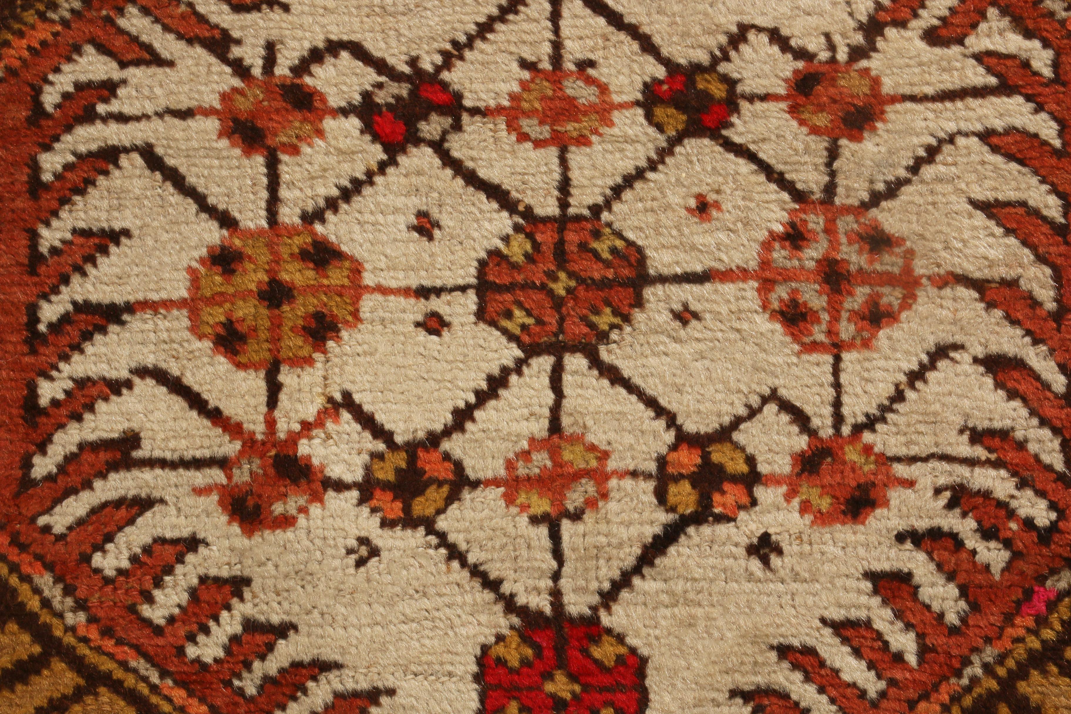 Early 20th Century Antique Sarab Geometric Orange and Red Wool Persian Runner by Rug & Kilim For Sale