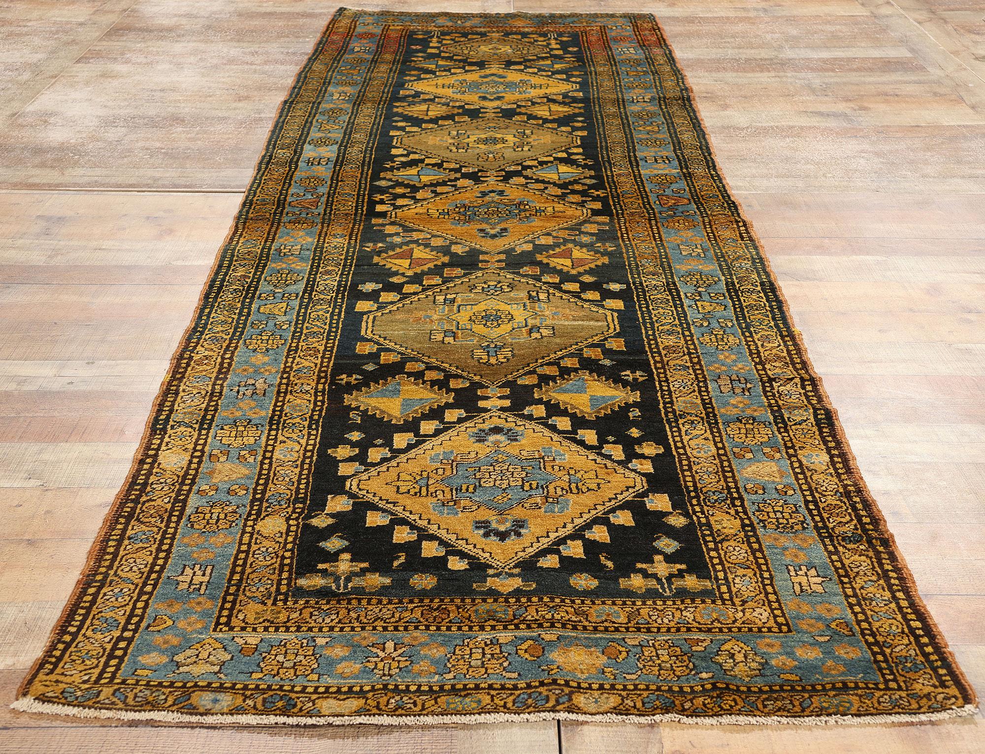 Malayer Antique Persian Sarab Rug Runner, 03'05 x 11'06 For Sale