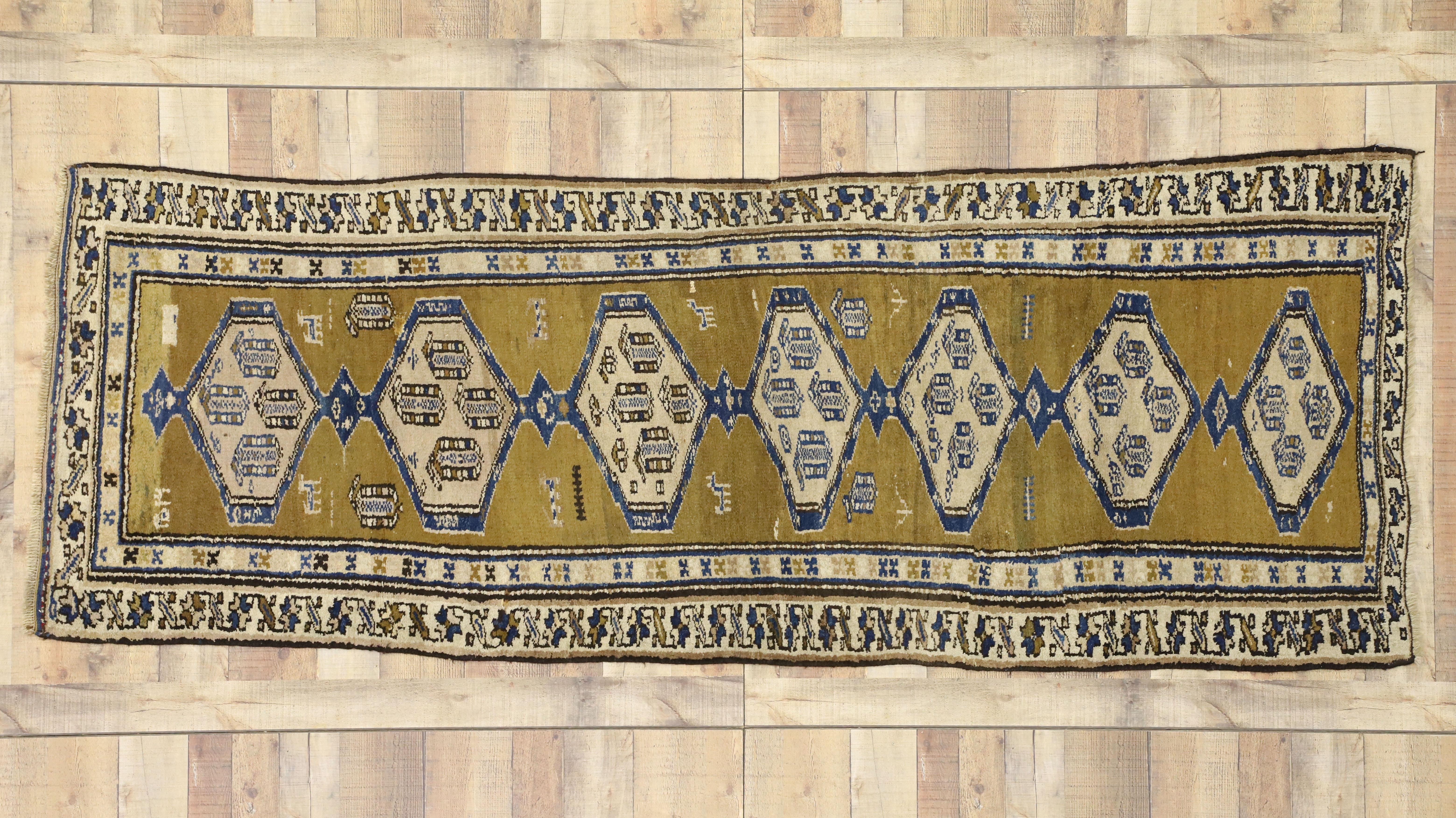 Wool Antique Sarab Persian Runner with Modern Tribal Style For Sale
