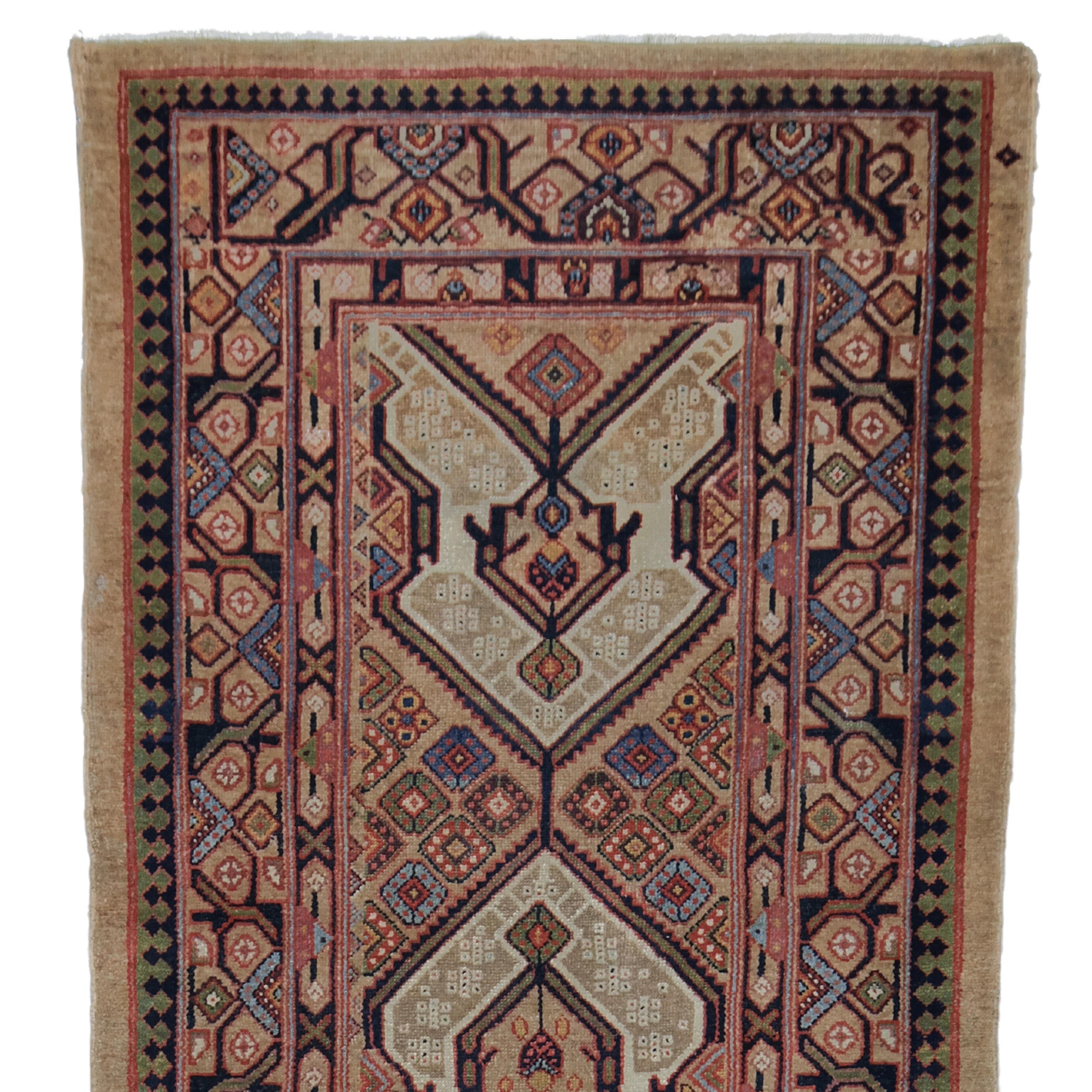 This wonderful runner will impress you with its intricate designs and vibrant colors that reflect the rich history and craftsmanship of the period. Each stitch tells the story of skilled craftsmen who masterfully crafted every detail. The earthy
