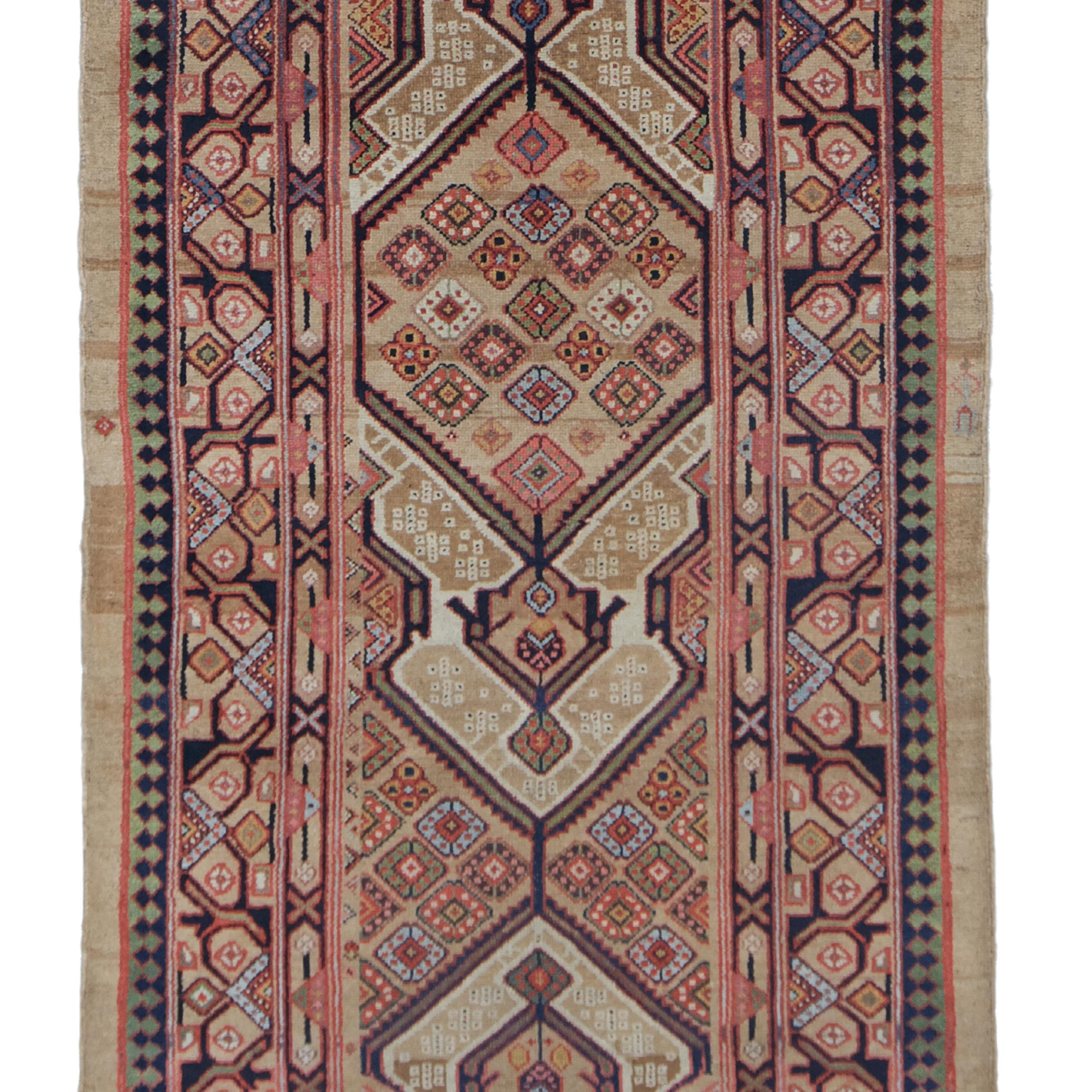 Antique Sarab Runner - 19th Century Runner, Handmade Rug, Wool Runner In Good Condition For Sale In Sultanahmet, 34
