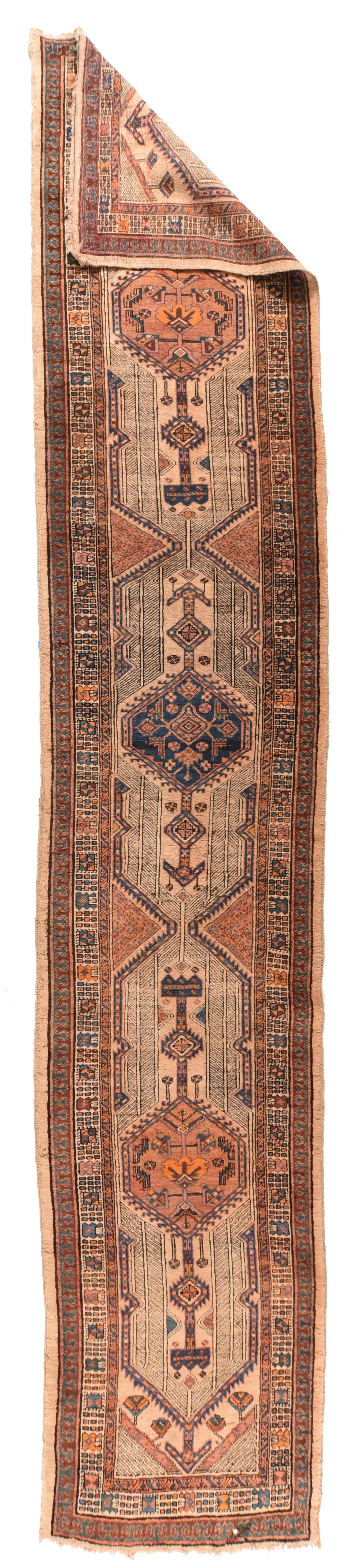 Antique Sarab Runner 3' x 15'9''. This classic NW Persian rustic, all wool Kenare shows.