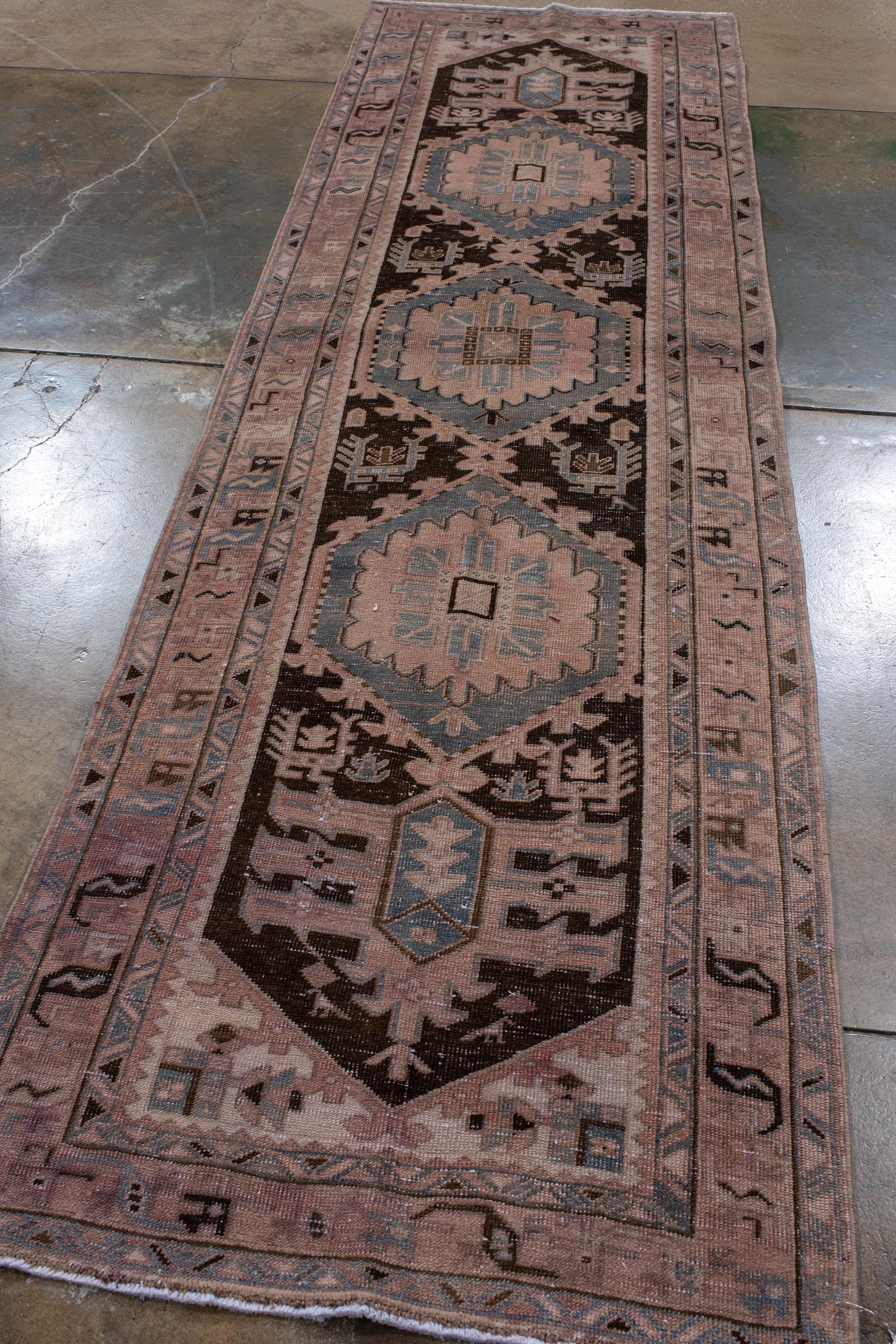 Persian Antique Sarab Runner with Dark Field and Floral Designs, Circa 1900's