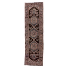 Antique Sarab Runner with Dark Field and Floral Designs, Circa 1900's