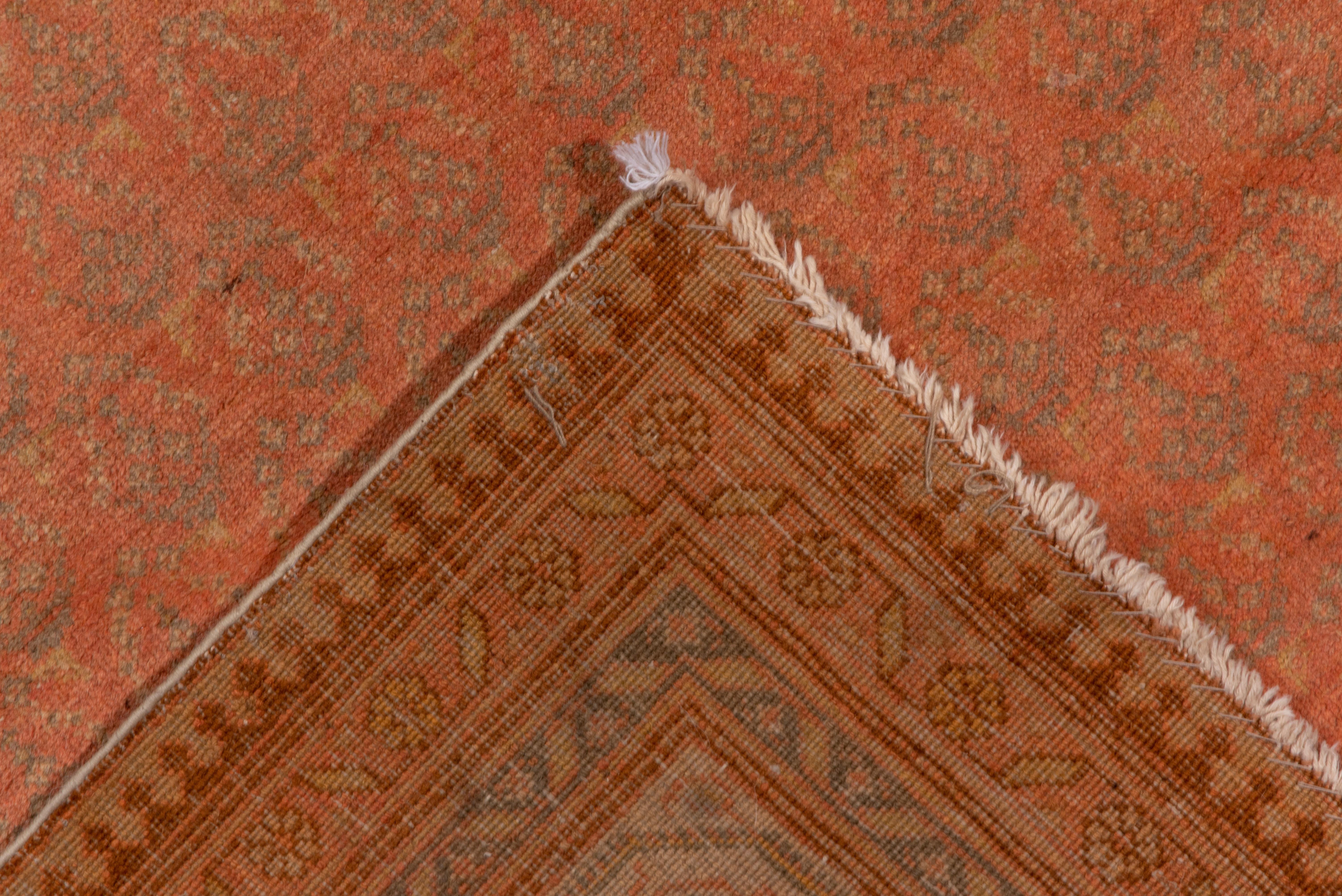 Antique Saraband Design Carpet, Orange Tones, Indian Origin, circa 1920s In Good Condition For Sale In New York, NY