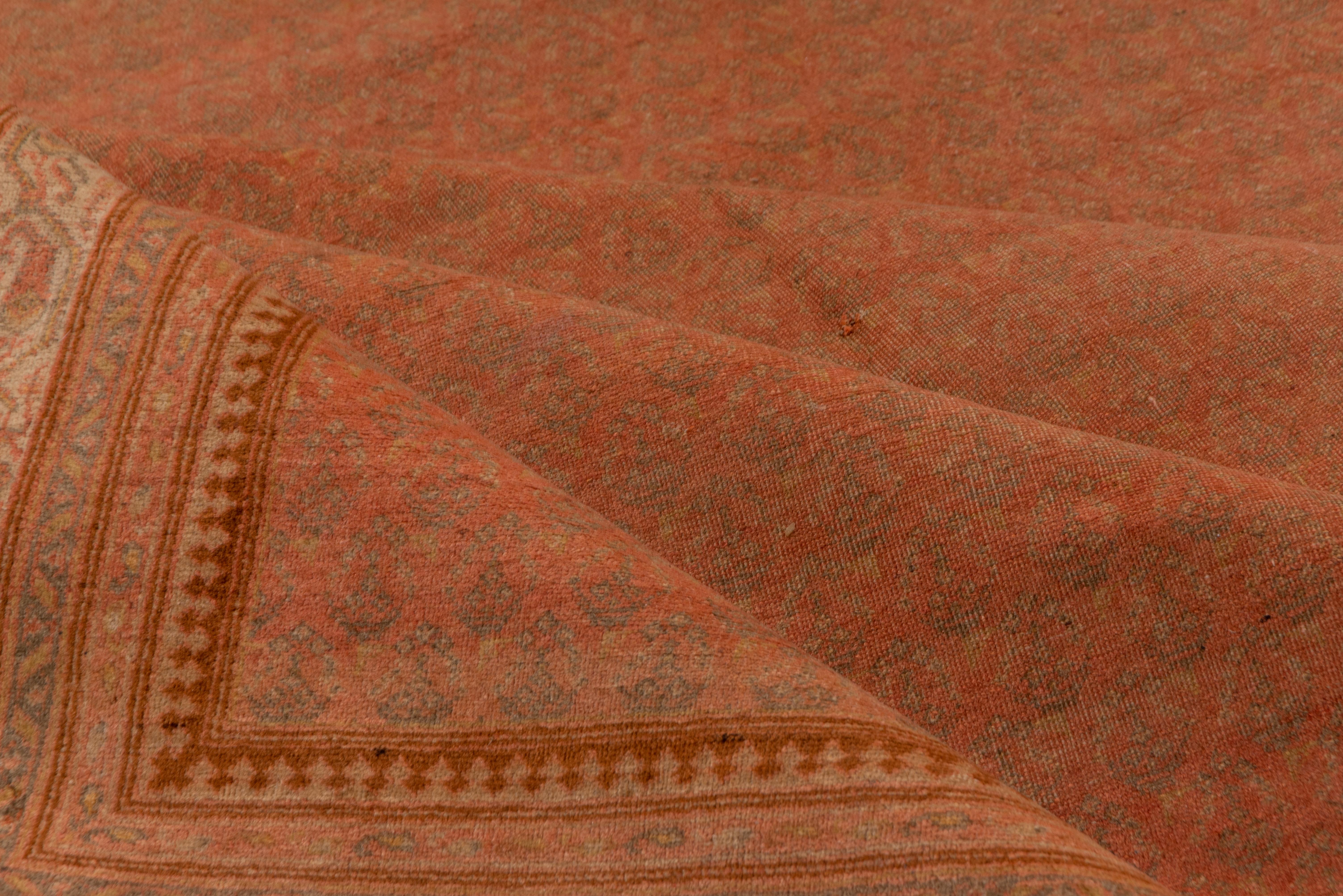 20th Century Antique Saraband Design Carpet, Orange Tones, Indian Origin, circa 1920s For Sale
