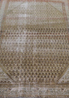 Antique Saraband Persian Rug with Small Paisley in Chartreuse Yellow Background
