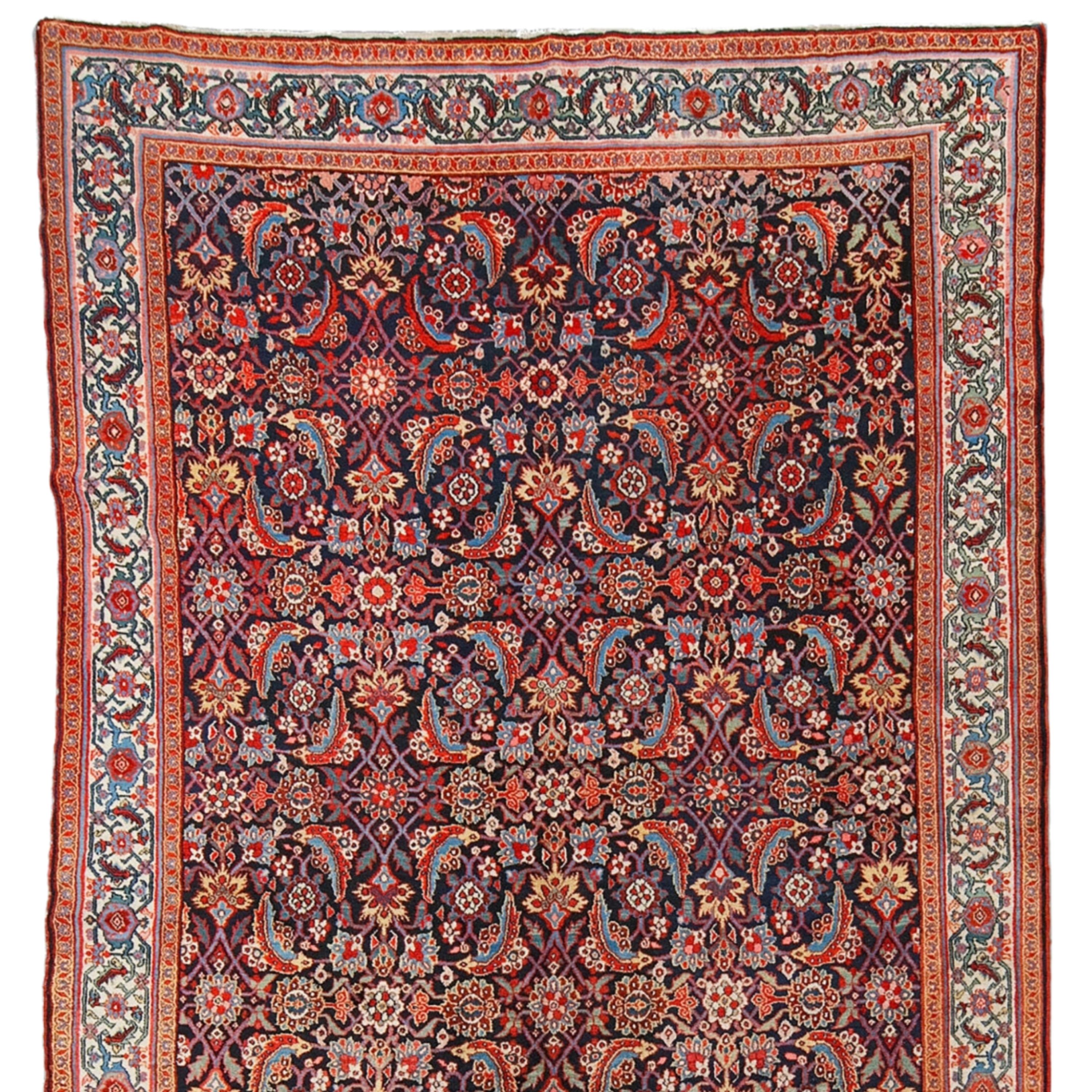 This magnificent antique Sarap rug is a work of art woven in the late 19th century. In every inch you can see the delicate and artistic touch of its period. Intricate patterns and vibrant colors reflect the quality and care of this rug, which has