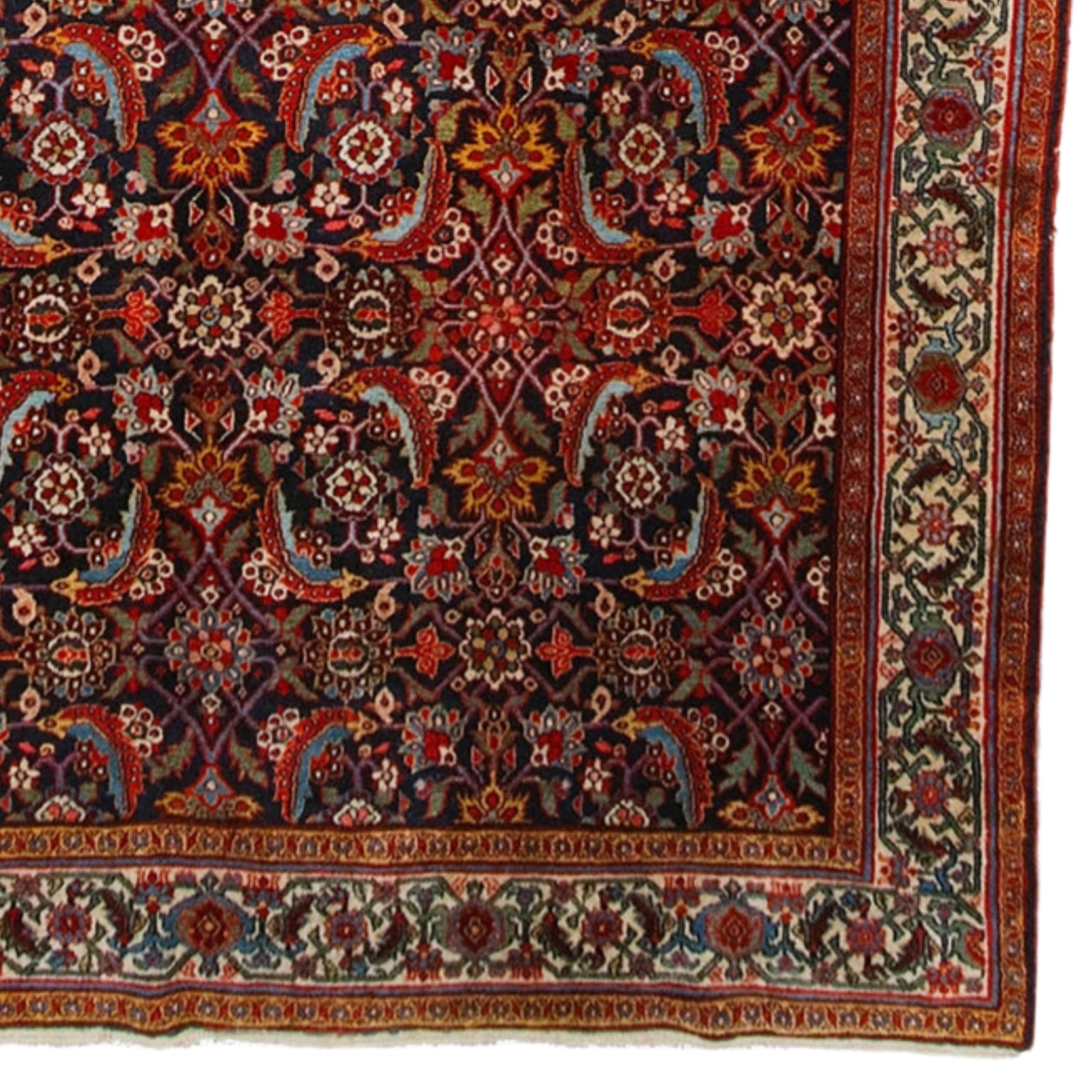 Wool Antique Sarap Carpet - Late of the 19th Century Sarap Rug, Antique Rug For Sale